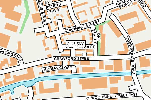 OL16 5NY map - OS OpenMap – Local (Ordnance Survey)