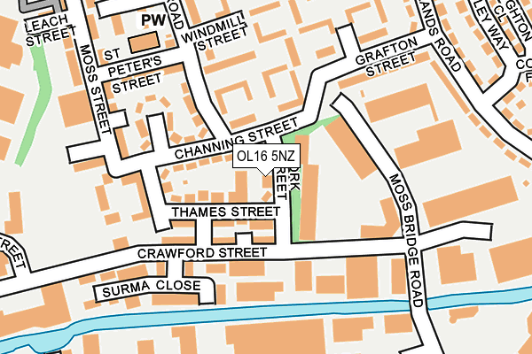 OL16 5NZ map - OS OpenMap – Local (Ordnance Survey)