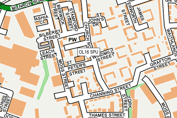 OL16 5PU map - OS OpenMap – Local (Ordnance Survey)