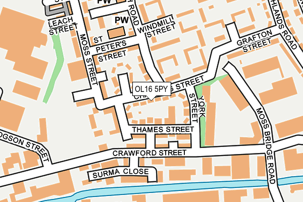 OL16 5PY map - OS OpenMap – Local (Ordnance Survey)