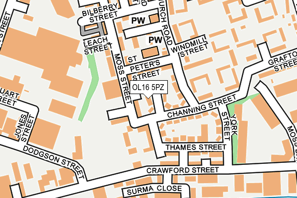 OL16 5PZ map - OS OpenMap – Local (Ordnance Survey)