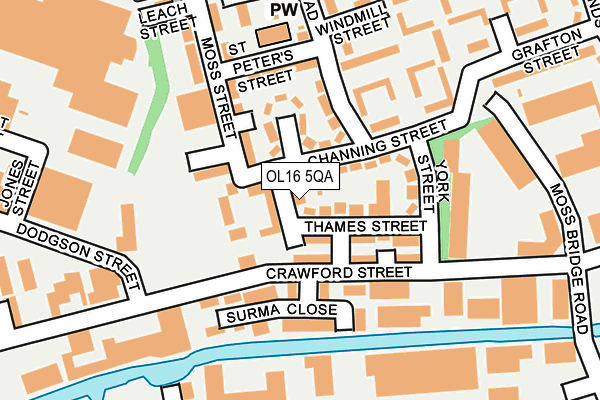 OL16 5QA map - OS OpenMap – Local (Ordnance Survey)