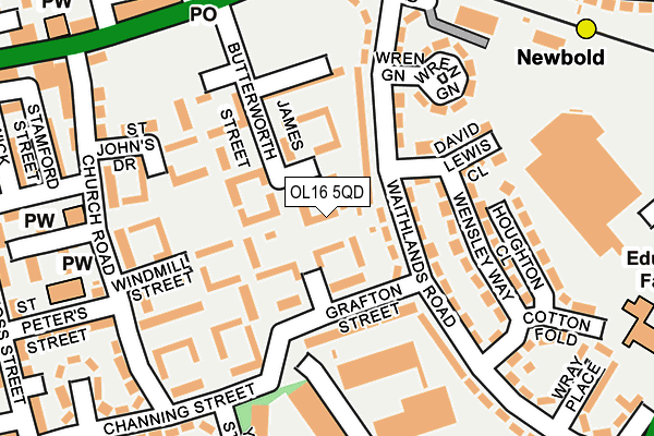 OL16 5QD map - OS OpenMap – Local (Ordnance Survey)