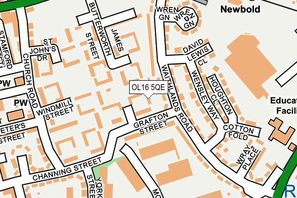 OL16 5QE map - OS OpenMap – Local (Ordnance Survey)