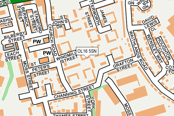 OL16 5SN map - OS OpenMap – Local (Ordnance Survey)