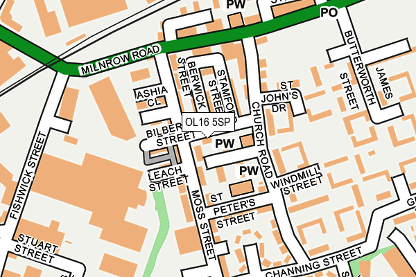 OL16 5SP map - OS OpenMap – Local (Ordnance Survey)