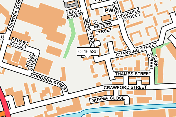 OL16 5SU map - OS OpenMap – Local (Ordnance Survey)