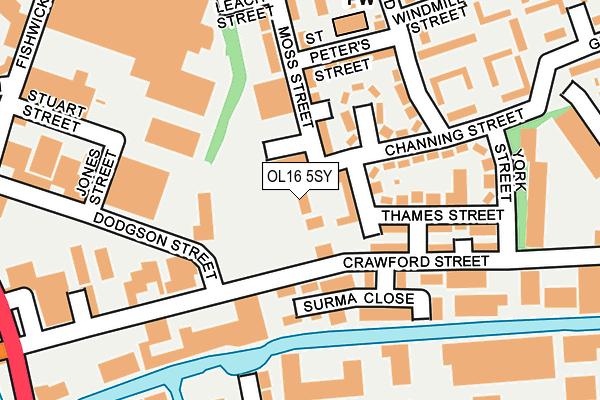 OL16 5SY map - OS OpenMap – Local (Ordnance Survey)