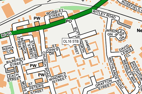 OL16 5TB map - OS OpenMap – Local (Ordnance Survey)