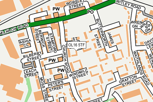 OL16 5TF map - OS OpenMap – Local (Ordnance Survey)