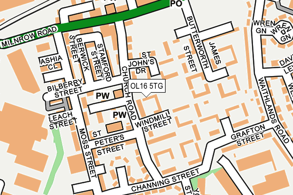 OL16 5TG map - OS OpenMap – Local (Ordnance Survey)