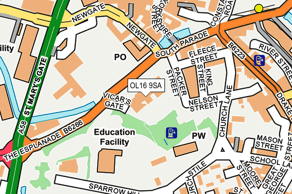 OL16 9SA map - OS OpenMap – Local (Ordnance Survey)