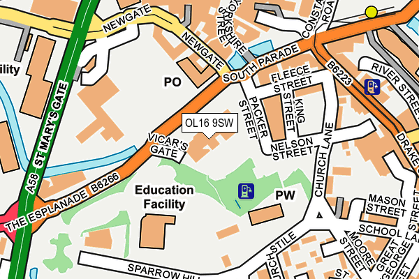 OL16 9SW map - OS OpenMap – Local (Ordnance Survey)