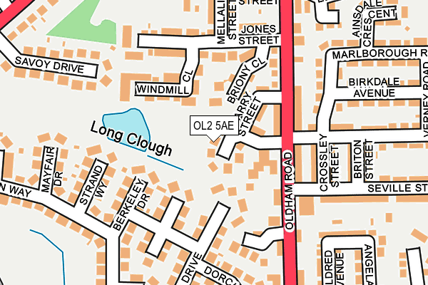 OL2 5AE map - OS OpenMap – Local (Ordnance Survey)