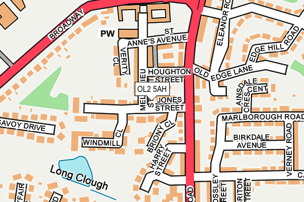 OL2 5AH map - OS OpenMap – Local (Ordnance Survey)