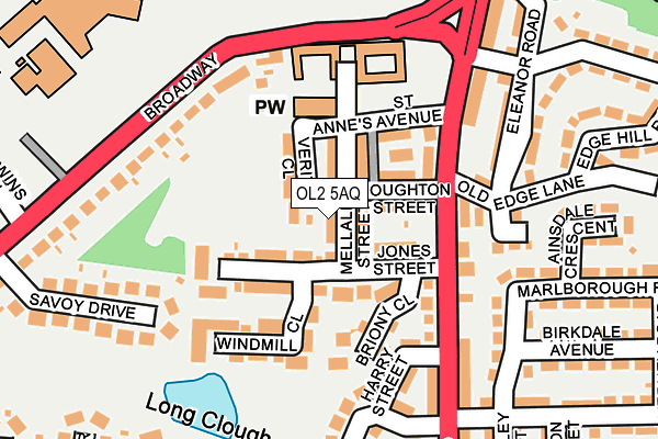OL2 5AQ map - OS OpenMap – Local (Ordnance Survey)