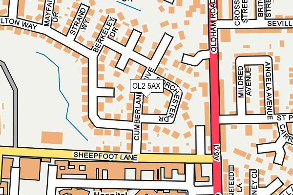 OL2 5AX map - OS OpenMap – Local (Ordnance Survey)