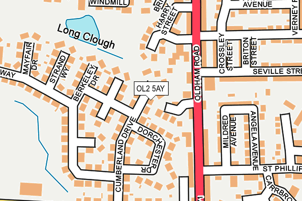 OL2 5AY map - OS OpenMap – Local (Ordnance Survey)