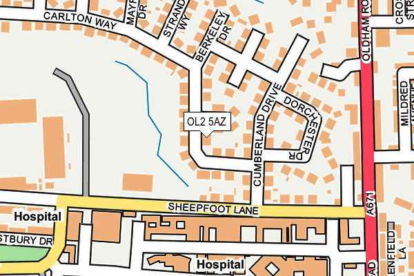 OL2 5AZ map - OS OpenMap – Local (Ordnance Survey)