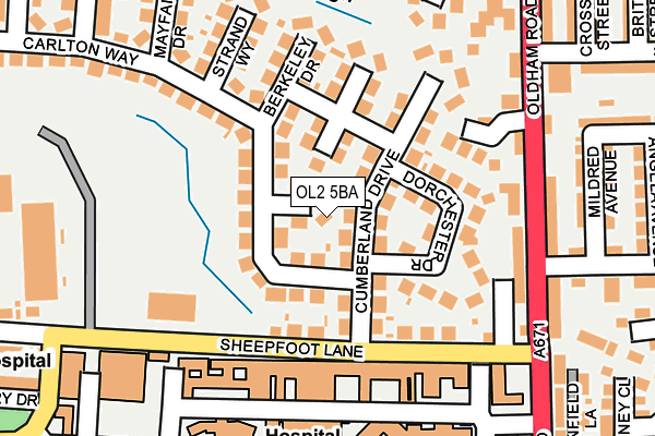 OL2 5BA map - OS OpenMap – Local (Ordnance Survey)