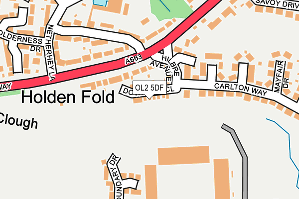 OL2 5DF map - OS OpenMap – Local (Ordnance Survey)