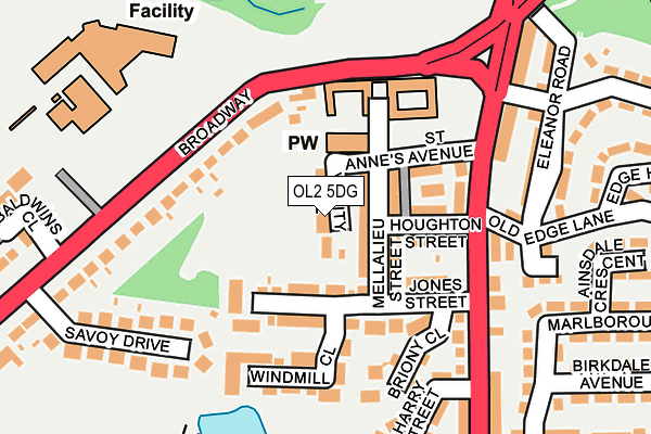 OL2 5DG map - OS OpenMap – Local (Ordnance Survey)