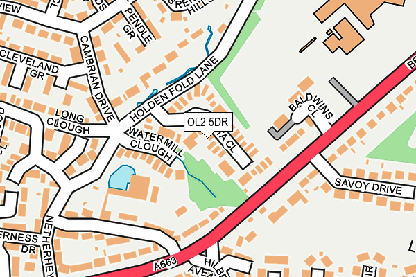OL2 5DR map - OS OpenMap – Local (Ordnance Survey)