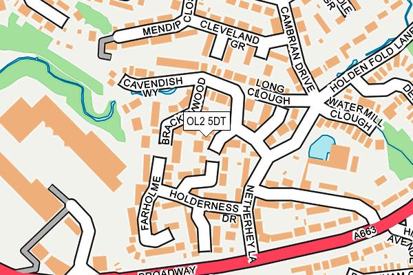 OL2 5DT map - OS OpenMap – Local (Ordnance Survey)