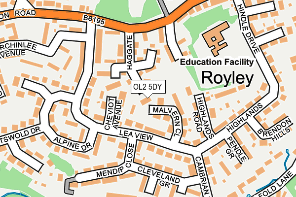 OL2 5DY map - OS OpenMap – Local (Ordnance Survey)