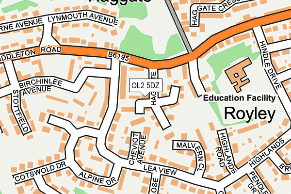 OL2 5DZ map - OS OpenMap – Local (Ordnance Survey)