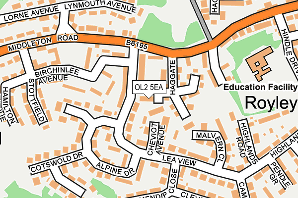 OL2 5EA map - OS OpenMap – Local (Ordnance Survey)