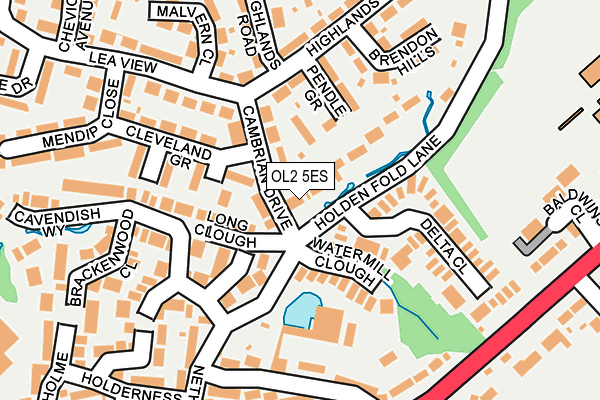 OL2 5ES map - OS OpenMap – Local (Ordnance Survey)