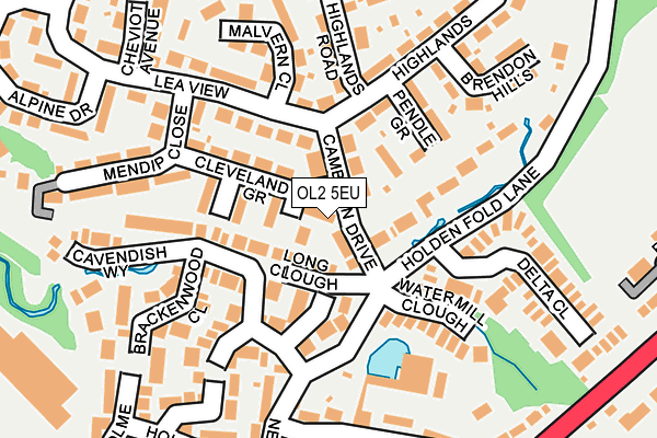 OL2 5EU map - OS OpenMap – Local (Ordnance Survey)