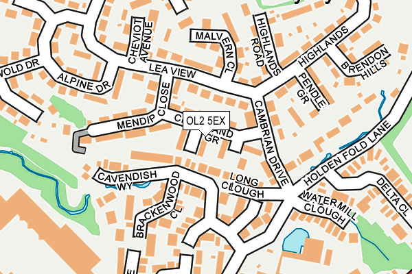 OL2 5EX map - OS OpenMap – Local (Ordnance Survey)