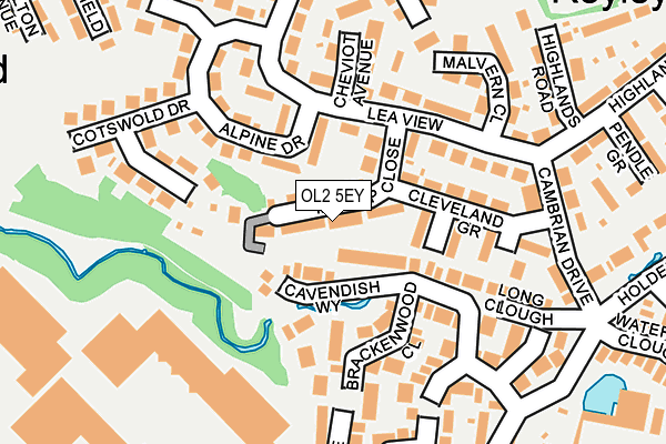 OL2 5EY map - OS OpenMap – Local (Ordnance Survey)