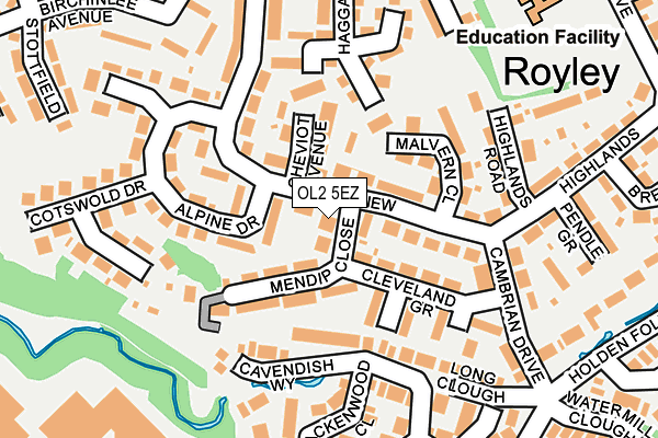 OL2 5EZ map - OS OpenMap – Local (Ordnance Survey)