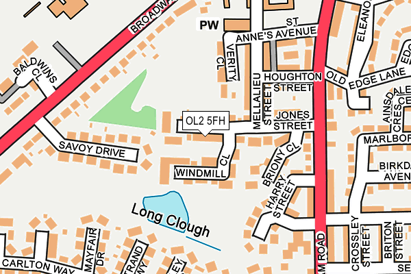 OL2 5FH map - OS OpenMap – Local (Ordnance Survey)