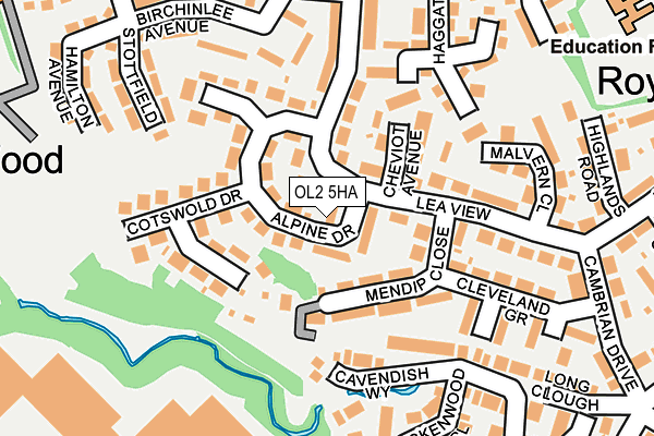 OL2 5HA map - OS OpenMap – Local (Ordnance Survey)