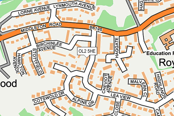 OL2 5HE map - OS OpenMap – Local (Ordnance Survey)