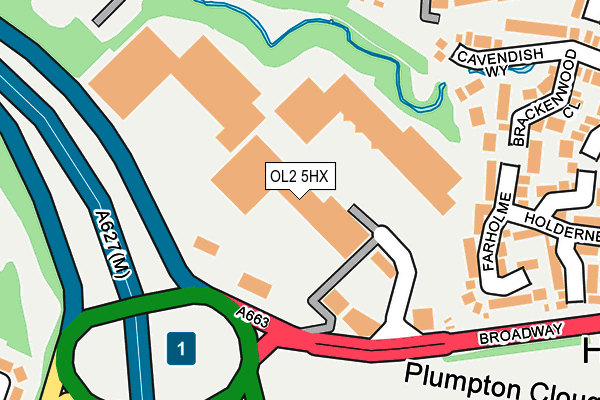 OL2 5HX map - OS OpenMap – Local (Ordnance Survey)