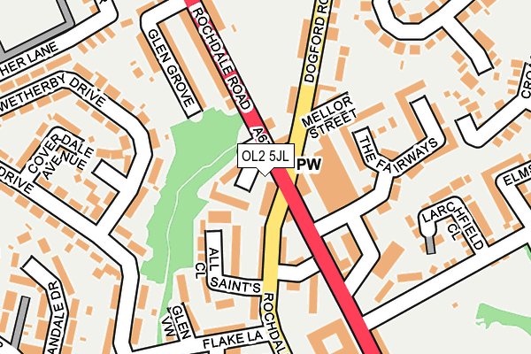 OL2 5JL map - OS OpenMap – Local (Ordnance Survey)