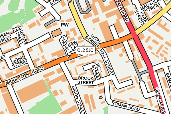 OL2 5JQ map - OS OpenMap – Local (Ordnance Survey)