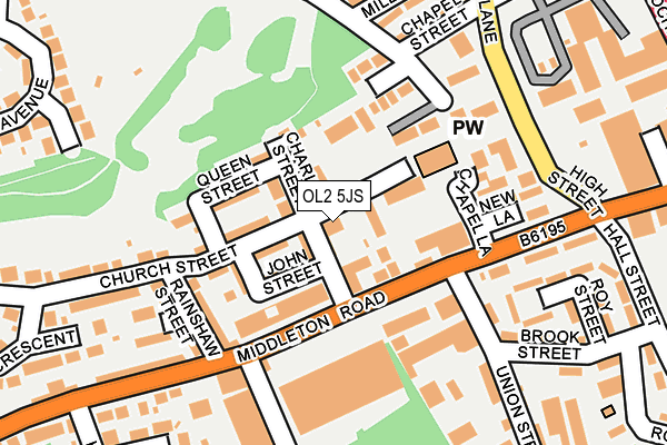 OL2 5JS map - OS OpenMap – Local (Ordnance Survey)