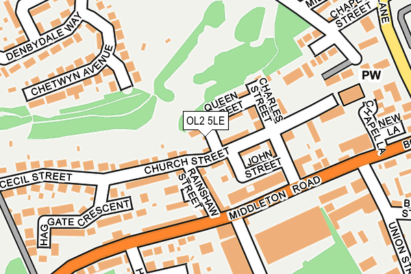 OL2 5LE map - OS OpenMap – Local (Ordnance Survey)