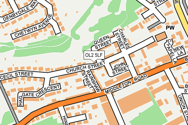 OL2 5LF map - OS OpenMap – Local (Ordnance Survey)