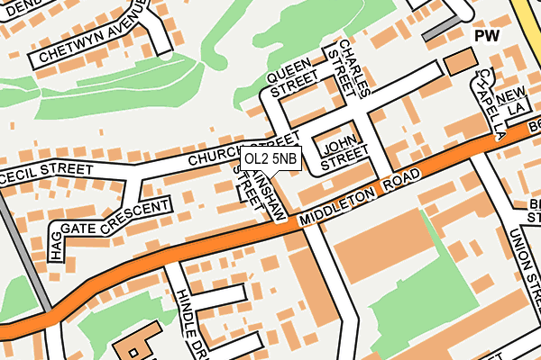 OL2 5NB map - OS OpenMap – Local (Ordnance Survey)