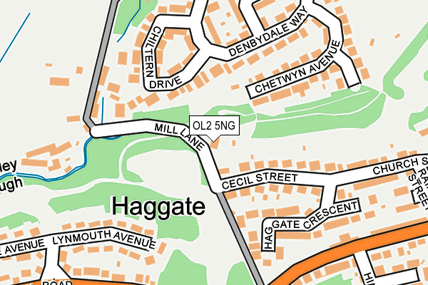 OL2 5NG map - OS OpenMap – Local (Ordnance Survey)