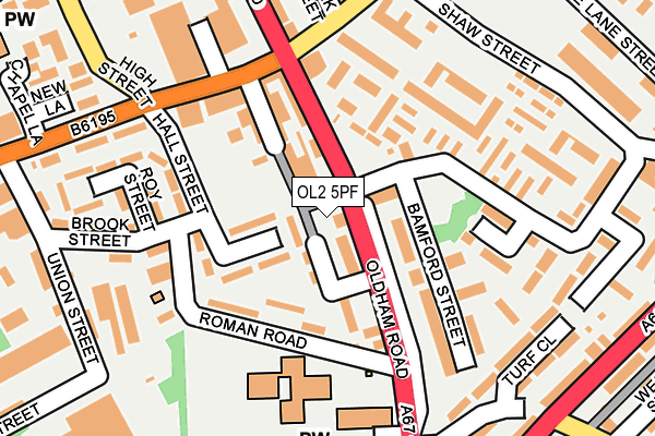 OL2 5PF map - OS OpenMap – Local (Ordnance Survey)