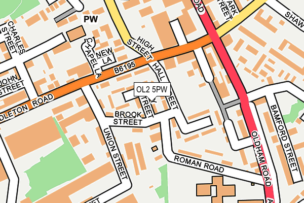 OL2 5PW map - OS OpenMap – Local (Ordnance Survey)