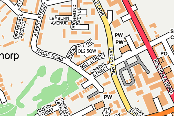 OL2 5QW map - OS OpenMap – Local (Ordnance Survey)